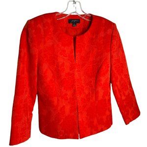 Josephine Womens Apricot Cotton Brocade Long Sleeve Jewel Neck Jacket Size 4